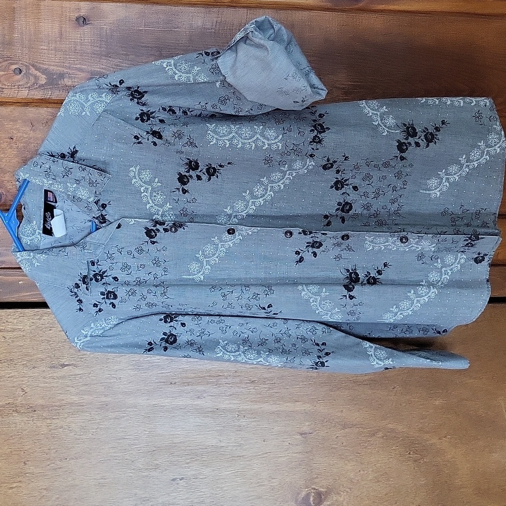 Grey & black  button down shirt